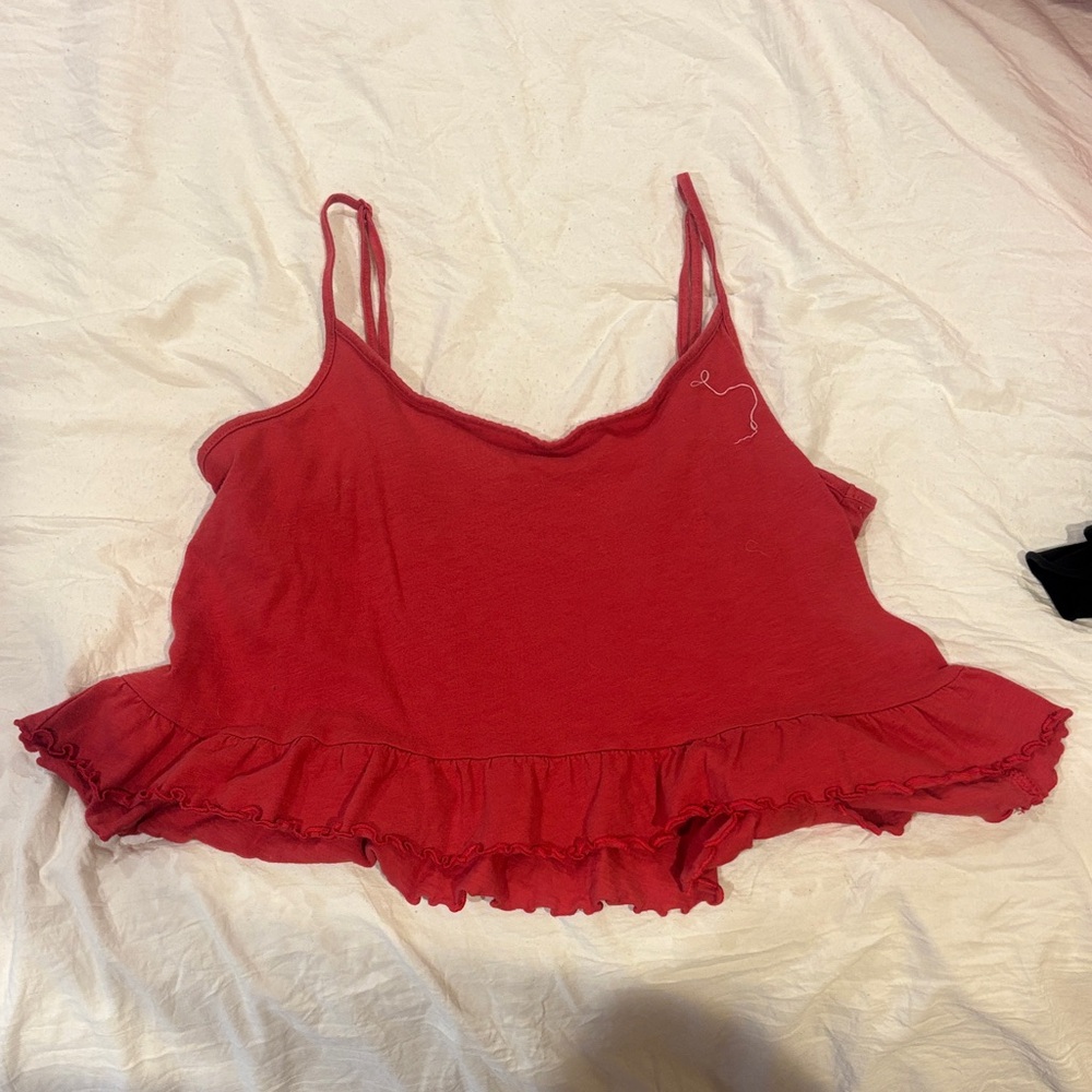 American Eagle Outfitters Red Ruffled Camisole